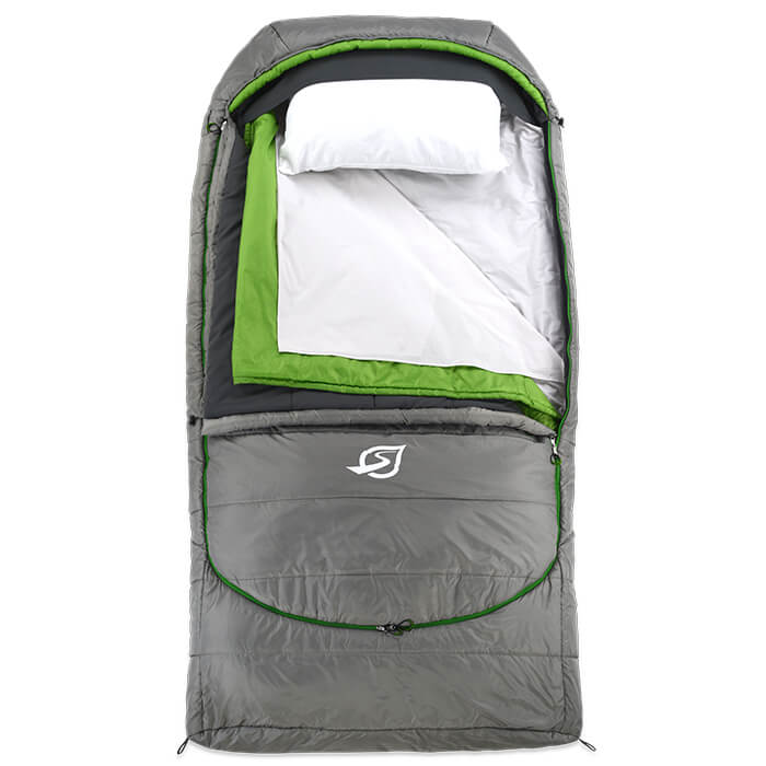 Do the sheet and camp blanket attach to the bottom of the sleeping bag when opened to hold them in place?